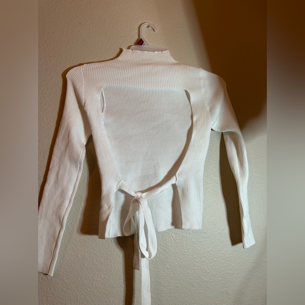 Shein white open back long sleeve (S)